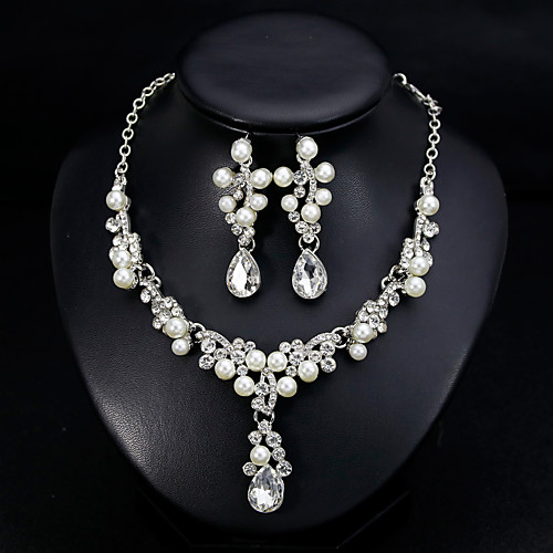 

Women's Jewelry Set Bridal Jewelry Sets Tassel Fringe Pear Fashion Imitation Pearl Silver Plated Earrings Jewelry White For Christmas Wedding Halloween Party Evening Gift 1 set