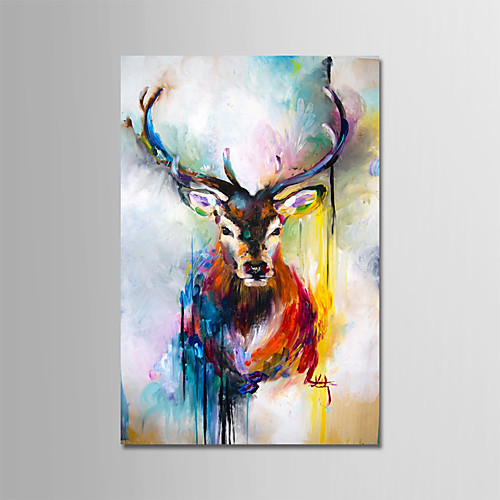 

Oil Painting Handmade Hand Painted Wall Art Colorful Abstract Deer Animal Home Decoration Décor Stretched Frame Ready to Hang