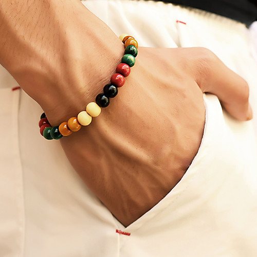 

Men's Bead Bracelet Beads Chakra Stylish Simple Casual / Sporty equilibrio Wooden Bracelet Jewelry Rainbow For Street Daily Going out