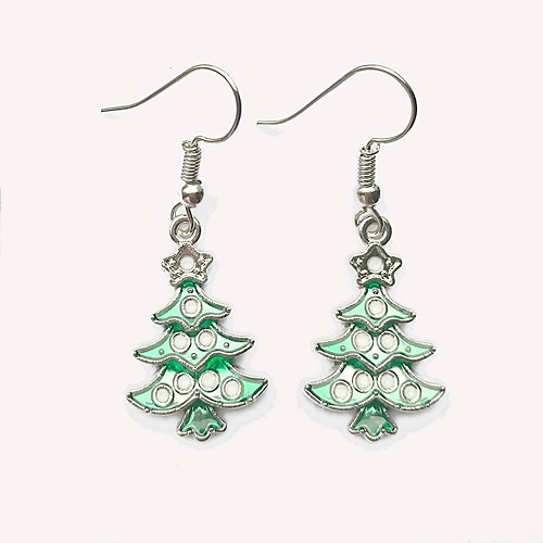 

Women's Drop Earrings 3D Christmas Tree Ladies Simple Earrings Jewelry Silver For Christmas 1 Pair