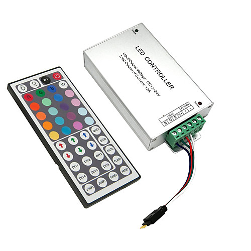 

DC12V-24V 12A 144W 44Key IR Remote Controller Aluminum shell for RGB LED Strip 5050 3528 SMD with 4PIN RGB Connecting line