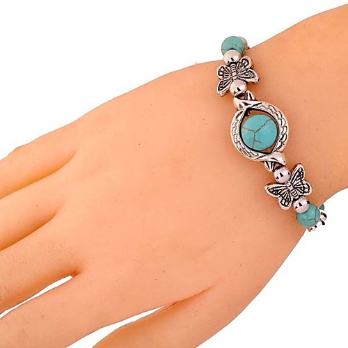 

Women's Turquoise Bracelet 3D Butterfly Aquarius Ladies Vintage Elizabeth Locke Alloy Bracelet Jewelry Silver For Daily