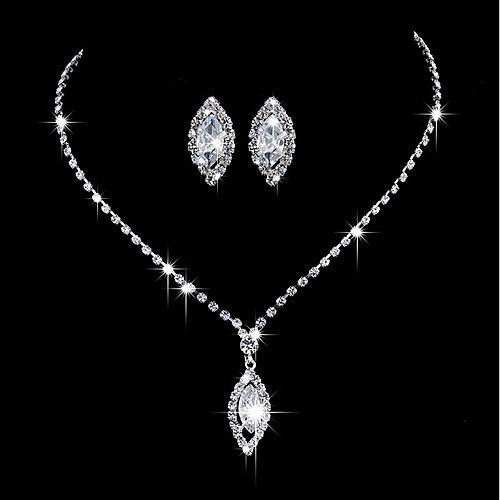 

Women's Cubic Zirconia Drop Earrings Choker Necklace Vintage Necklace Long Drop Flower Elegant Vintage Classic Sterling Silver Earrings Jewelry Silver For Wedding Ceremony Engagement