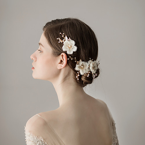 

Chiffon Hair Clip with Floral One Pair × 2 Wedding / Party / Evening Headpiece