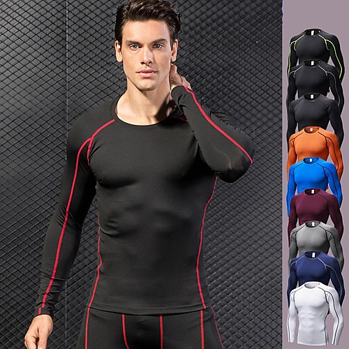 

YUERLIAN Men's Sweatshirt Yoga Top Winter Solid Color Red black Green / Black Blue Rough Black Gray Elastane Fitness Gym Workout Running Top Long Sleeve Sport Activewear Anatomic Design Quick Dry