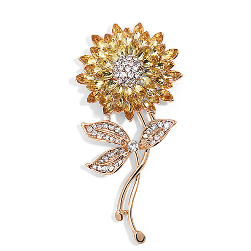 

Women's Crystal Brooches Layered Sunflower Ladies Stylish Rhinestone Gold Plated Brooch Jewelry Gold For Street
