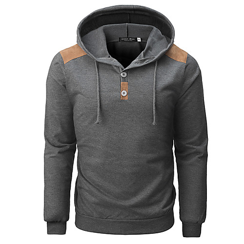 

Men's Plus Size Hoodie Solid Colored Hooded Active Casual Hoodies Sweatshirts Slim Gray Black