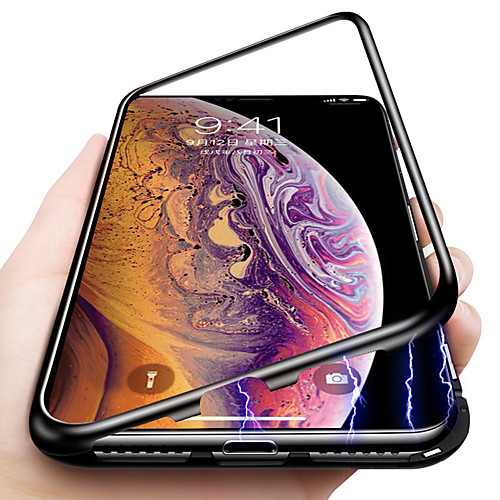 

Case For Apple iPhone XS / iPhone XR / iPhone XS Max Shockproof / Magnetic Back Cover Solid Colored Hard Tempered Glass