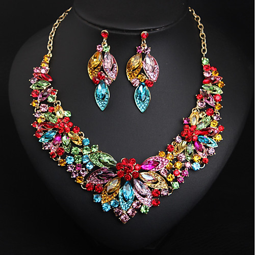 

Women's Multicolor AAA Cubic Zirconia Drop Earrings Bib necklace Vintage Style Flower Rainbow Ladies Stylish Luxury Elegant Romantic Color Rhinestone Earrings Jewelry Purple / Champagne / Rainbow For
