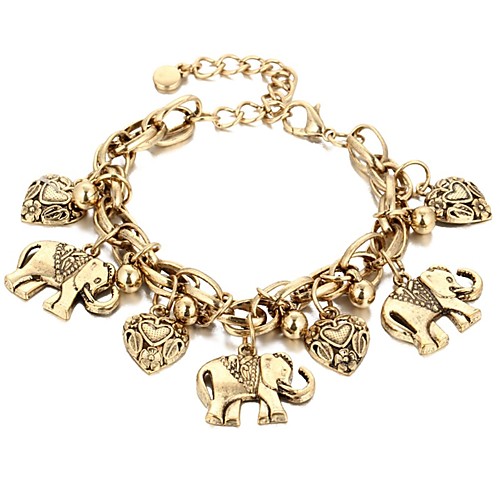 

Women's Pendant Bracelet Retro Elephant Heart Ladies Boho Alloy Bracelet Jewelry Gold / Silver For Carnival Bar
