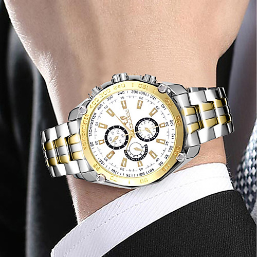 

Men's Dress Watch Quartz Stainless Steel Silver / Gold 30 m Chronograph Creative New Design Analog Luxury Classic Elegant - Gold / Black Silvery / White Gold / White One Year Battery Life