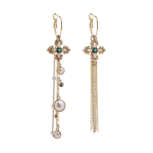 

Women's Mismatch Earrings Long Cross Ladies Stylish Classic Imitation Pearl Earrings Jewelry Gold For Daily 1 Pair