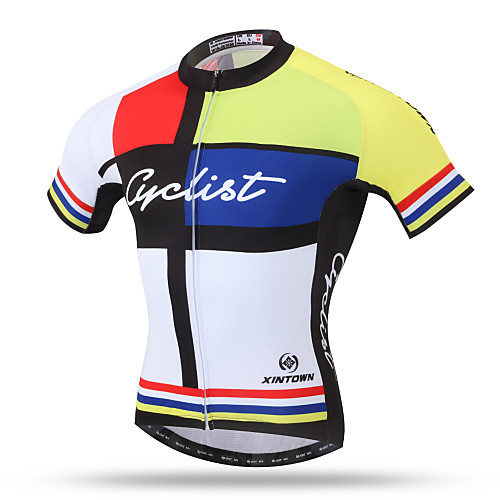 

XINTOWN Men's Short Sleeve Cycling Jersey Summer Yellow Bike Jersey Top Mountain Bike MTB Road Bike Cycling Quick Dry Breathable Back Pocket Sports Clothing Apparel / Stretchy / Sweat wicking