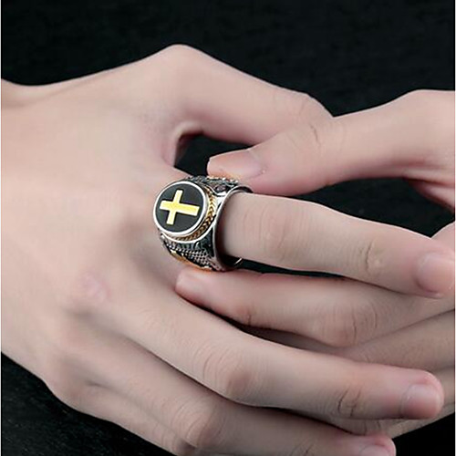 

Ring 3D Silver Titanium Steel Cross Circle Cross Punk 1pc 8 9 10 11 / Men's