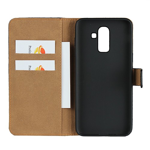 

Case For Samsung Galaxy J8 (2018) / J7 (2017) / J7 (2018) Wallet / Card Holder / with Stand Full Body Cases Solid Colored Hard Genuine Leather