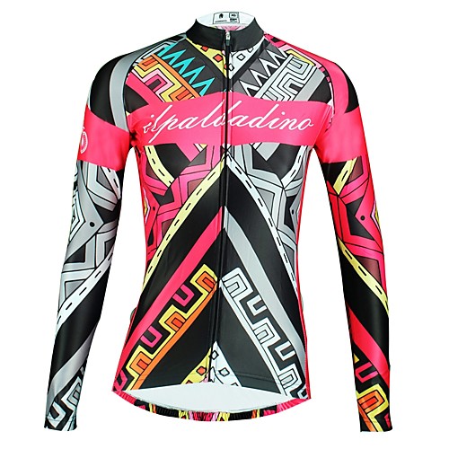 

ILPALADINO Women's Long Sleeve Cycling Jersey Winter Elastane Black Floral Botanical Bike Top Mountain Bike MTB Road Bike Cycling Ultraviolet Resistant Quick Dry Breathable Sports Clothing Apparel
