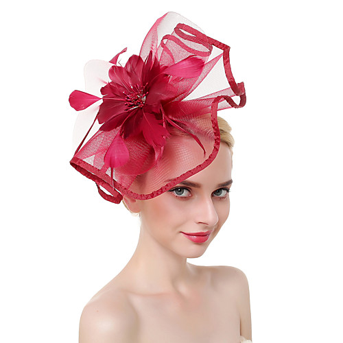 

Tulle / Feathers Kentucky Derby Hat / Fascinators / Headdress with Feather 1 PC Party / Evening / Business / Ceremony / Wedding Headpiece