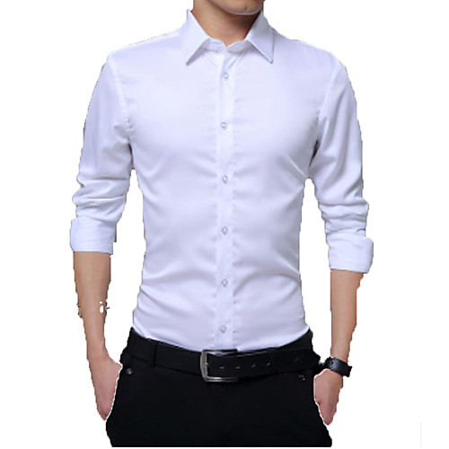 

Men's Shirt Solid Colored Long Sleeve Daily Tops Business Basic White Black Red / Work