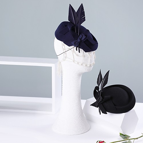 

100% Wool Kentucky Derby Hat / Hats with Feather / Bowknot 1pc Casual / Daily Wear Headpiece