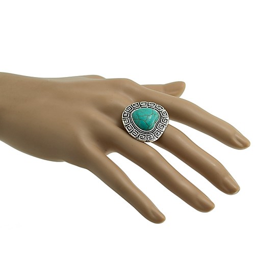 

Women's Open Ring Turquoise 1pc Silver Alloy Ladies Vintage western style Daily Jewelry Retro Heart