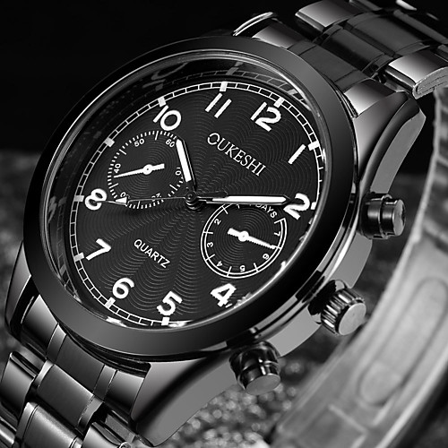 

Men's Dress Watch Quartz Stainless Steel Black Shock Resistant Casual Watch Analog Casual Fashion - Black One Year Battery Life