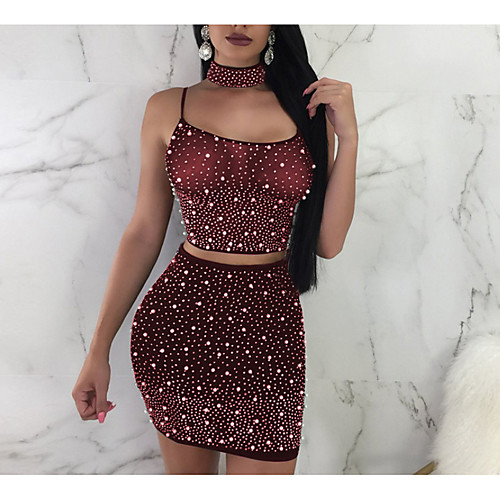 

Women's Strap Dress Short Mini Dress Wine White Black Long Sleeve Solid Colored Basic Party Slim S M L XL / Cotton / Sexy / Cotton