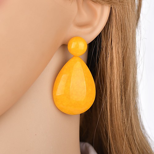 

Women's Drop Earrings Dangle Earrings Retro Two Stone Pear Mood Ladies Vintage Classic Oversized Resin Earrings Jewelry Purple / Yellow / Red For Party Festival 1 Pair