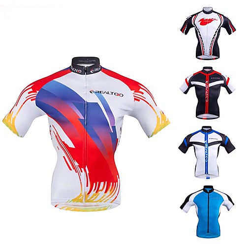 

Realtoo Men's Short Sleeve Cycling Jersey Blue Red / White Black / White Bike Jersey Top Anatomic Design Sports Polyster Mountain Bike MTB Road Bike Cycling Clothing Apparel / Micro-elastic