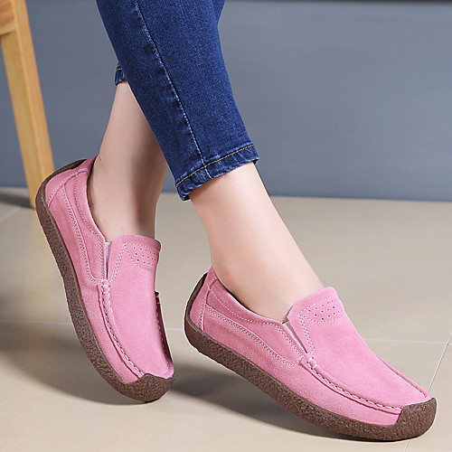 

Women's Loafers & Slip-Ons Flat Heel Round Toe Casual Minimalism Daily Outdoor Suede Solid Colored Almond Black Red