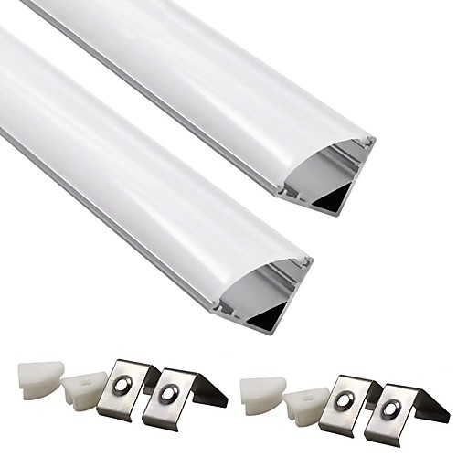 

2PCS 100CM/39.37inch Aluminum LED Channel LED Aluminum Channel System with Cover End Caps and Mounting Clips for LED Strip Installations