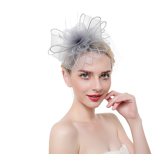 

Tulle / Feathers Fascinators / Headdress / Headpiece with Feather 1 Piece Party / Evening / Business / Ceremony / Wedding / Horse Race Headpiece