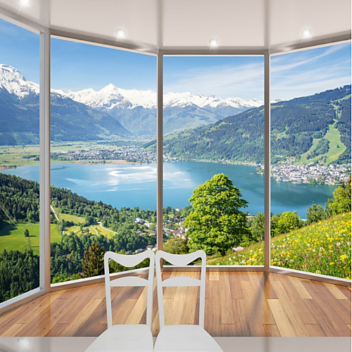 

Mural Wallpaper Wall Sticker Covering Print Adhesive Required Landscape Mountain Lake Rural Canvas Home Décor