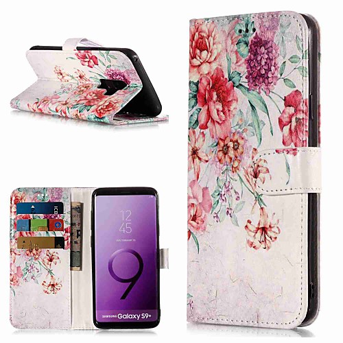 

Case For Samsung Galaxy S9 / S9 Plus / S8 Plus Wallet / Card Holder / with Stand Full Body Cases Flower Hard PU Leather