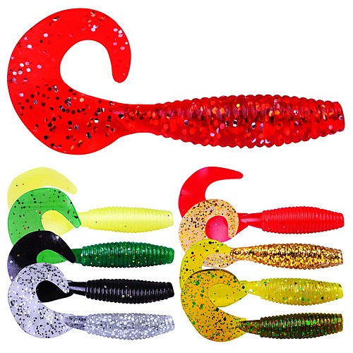

10 pcs Fishing Lures Soft Bait Grub Outdoor Sinking Bass Trout Pike Bait Casting Lure Fishing General Fishing