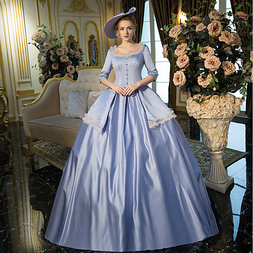

Queen Elizabeth Victorian Maria Antonietta Rococo Baroque 18th Century Square Neck Vacation Dress Dress Outfits Party Costume Masquerade Women's Costume Blue Vintage Cosplay Party Prom 3/4 Length