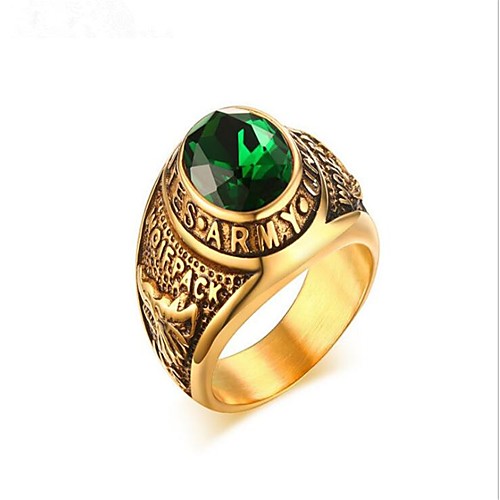 

Men Band Ring Emerald Classic Gold Titanium Steel Class Fashion Military 1pc 8 9 10 11 12 / Men's