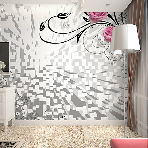 

Mural Wallpaper Wall Sticker Covering Print Adhesive Required Blossom Flower Geometric Cube Canvas Home Décor
