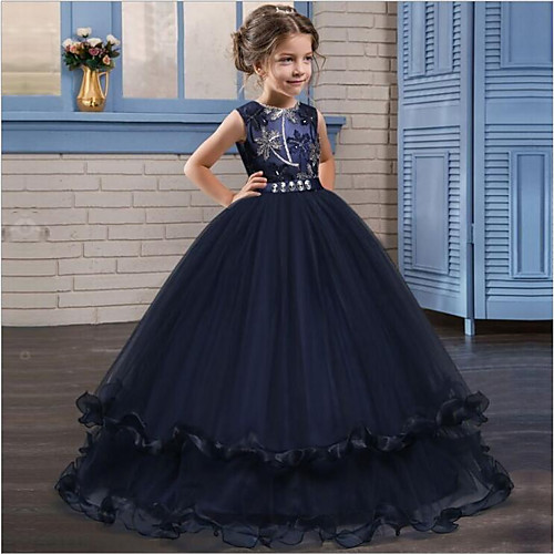 

Cinderella Princess Dress Party Costume A-Line Dress Flower Girl Dress Girls' Kid's Organza Costume Navy Blue / Burgundy Vintage Cosplay Sleeveless