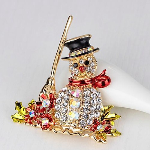 

Women's Brooches 3D Ladies Cartoon Rhinestone Brooch Jewelry Gold For Christmas