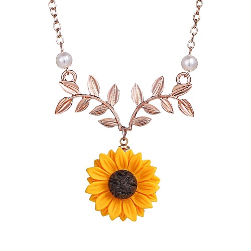 

Women's Pendant Necklace Classic Flower Ladies Elegant Resin Alloy Rose Gold Gold Silver 45 cm Necklace Jewelry 1pc For Gift Festival