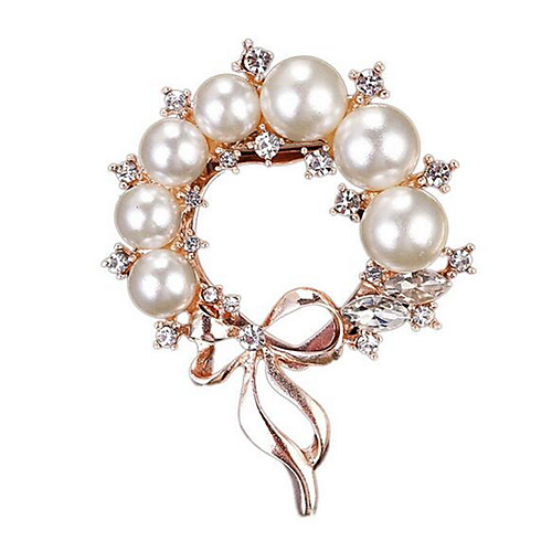 

Women's Brooches Classic Bowknot Ladies Stylish Classic Imitation Pearl Rhinestone Brooch Jewelry Gold For Daily