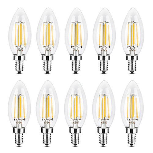 

YWXLIGHT 10 шт. 4 W LED лампы в форме свечи LED лампы накаливания 300-400 lm E14 C35 4 Светодиодные бусины COB Диммируемая Тёплый белый Белый 220-240 V