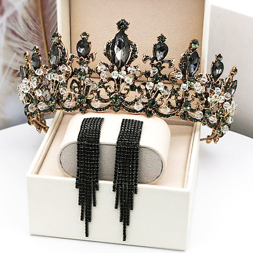 

Hoop Earrings Tiaras Forehead Crown Crown Masquerade Gothic Lolita Elegant Baroque Chrome For Princess Fallen Angel Black Swan Cosplay Women's Girls' Costume Jewelry Fashion Jewelry / Crystal