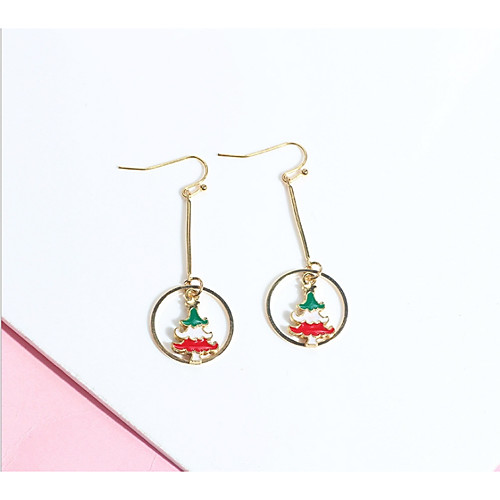 

Women's Earrings Long Elk Christmas Tree Ladies Simple European Fashion Earrings Jewelry Black / Gold / Red / Green For Christmas Gift 2pcs