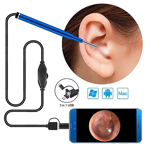 

3.9mm 3 in 1 PC version HD visual ear oral endoscope 1500mm - blue
