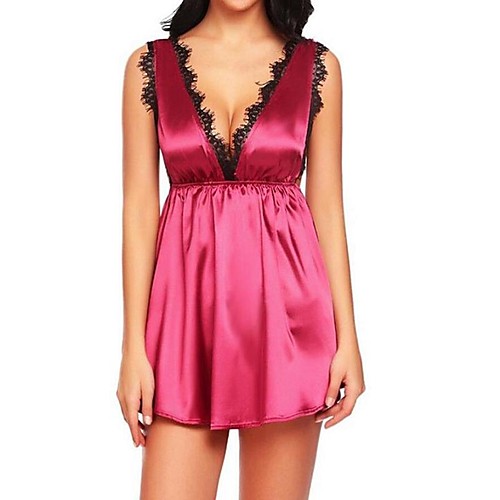 

Women's Mesh Lace Super Sexy Satin & Silk Suits Nightwear Solid Colored Blue / White / Black One-Size / Deep V