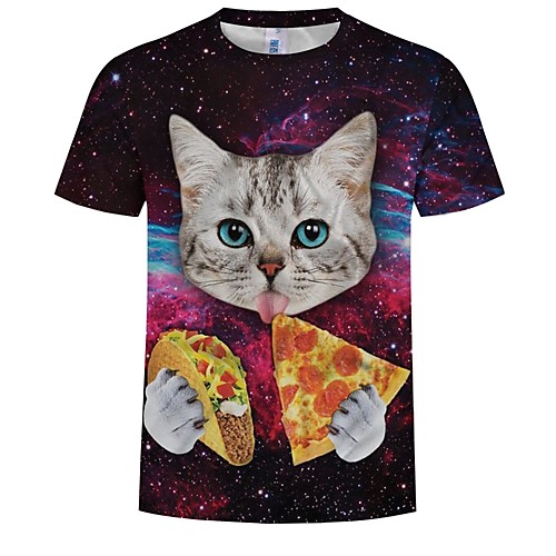 

Inspired by Cosplay Cat / Cosplay Anime Cosplay Costumes Japanese Cosplay T-shirt Cat / sky / Printing Short Sleeve T-shirt For Men's