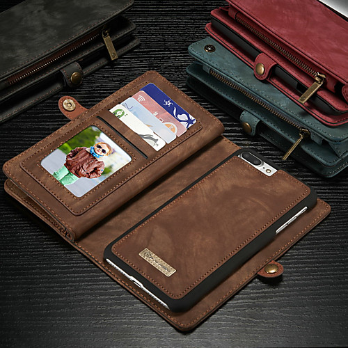 

Case For Apple iPhone 8 Plus / iPhone 7 Plus Wallet / Card Holder / with Stand Full Body Cases Solid Colored Hard PU Leather