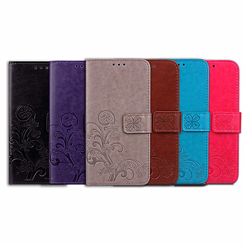

Case For Huawei Y6 (2018) Card Holder / Flip Full Body Cases Solid Colored / Flower Soft PU Leather for Huawei Y6 (2018)