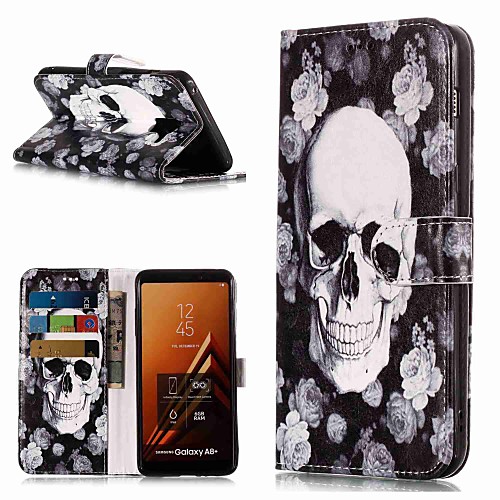 

Case For Samsung Galaxy A3(2017) / A5(2017) / A8 2018 Wallet / Card Holder / with Stand Full Body Cases Skull Hard PU Leather